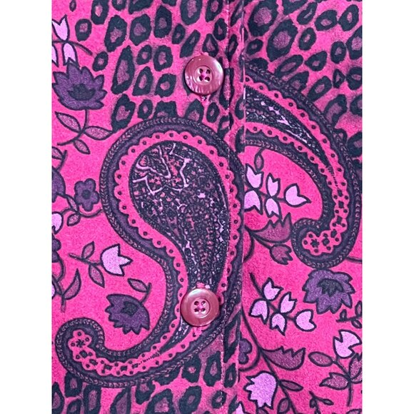 Goodclothes Petite 2XWP Paisley & Floral Cropped Button-Up Shirt 2XWP Pink Black - Picture 8 of 13